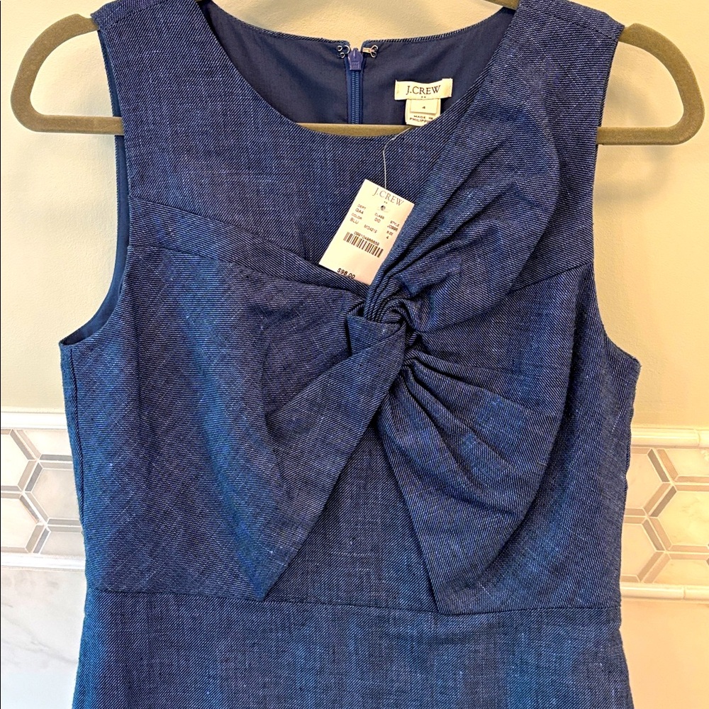 NWT J. Crew Tie-front knot sheath dress in linen cotton